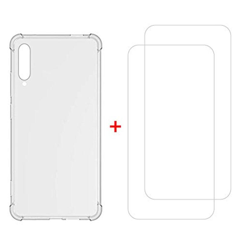 Margoun Huawei Y9s Mobile Phone Case Cover with 2 Pieces Tempered Glass Screen Protector Film, Clear