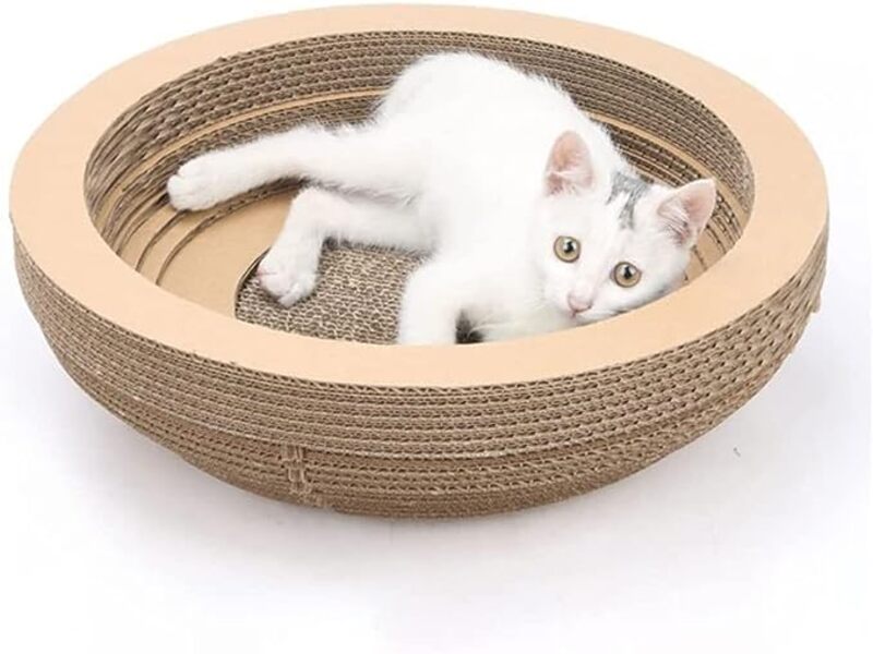 MARGOUN For Cat Scratcher Lounge Cardboard Scratch Pad, Large Cat Scratcher Bowl For Grinding Claws Body Massage Rest Scratch (1 Pack)