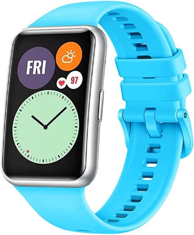 Margoun Silicone Sport Watch Band for Huawei Fit 2, 3 Piece, Sky Blue/Light Blue/Navy Blue