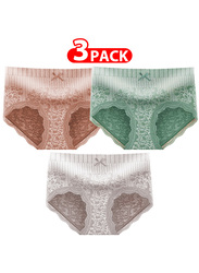 Margoun 3 Packs Women's Medium Size Lace Panties with High Waist Comfortable and Stylish Underwear for a Flattering Silhouette/M(waist 60-66/Weight 45 - 55kg) - MGU04