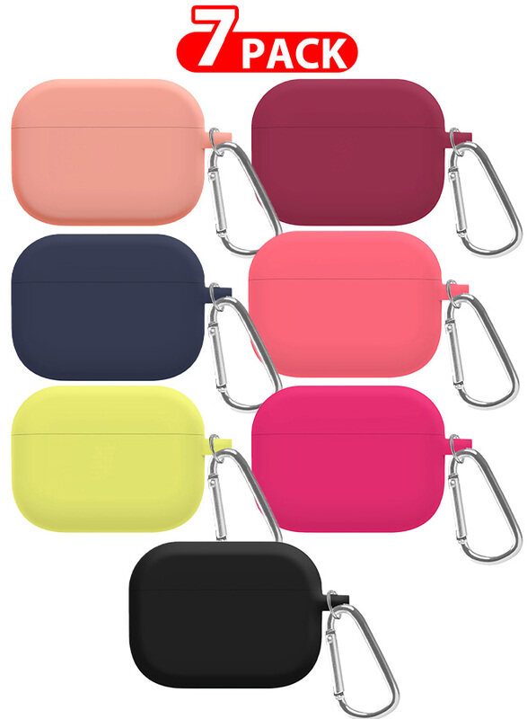 

MARGOUN 7 Pack Shockproof Case For Airpod Pro Silicone Protective Case Shockproof Case Ultra Slim Cover with Keychain Carabiner Multicolour