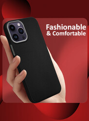 MARGOUN for iPhone 14 Pro Max Case Cover Leather Case with Lens Frame Shockproof Full Body Protective Cover Black