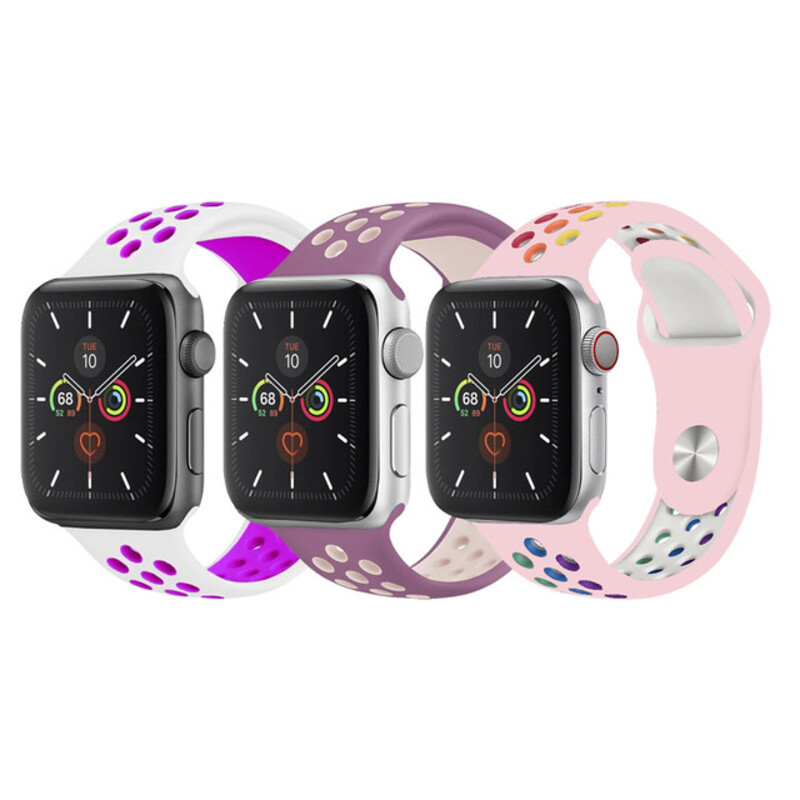 CATANES 3 Pack For Apple Watch 49mm 45mm 44mm 42mm Silicone Sport Band Nike Strap Compatible With iWatch Series Ultra/8/7/SE/6/5/4/3/2/1-N21