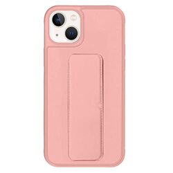 Margoun Apple iPhone 13 Magnetic Multi-Function Shockproof Protective Mobile Phone Case Cover with Finger Grip Holder, Light Pink