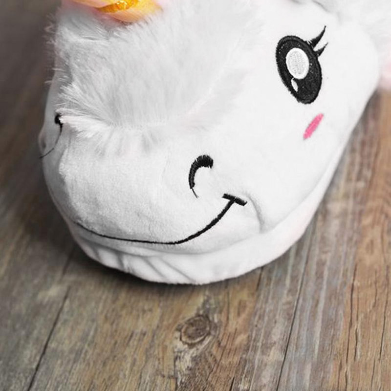 MARGOUN Plush Unicorn Funny Kid Indoor Shoe Slippers - White