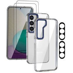 MARGOUN 5 Packs For Samsung Galaxy S23 Plus Clear Case With 2 Screen Protectors and 2 Camera Lens Protectors/Blue