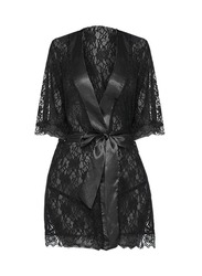 MARGOUN Womens XL Size Robes Babydoll Robe Transparent Lace Deep V-Neck Short Lingerie Sleepwear Soft Kimono Bathrobe Dressing Gown Nightwear Black /XL(bust 92-96/waist 76-80/hip 100-104)