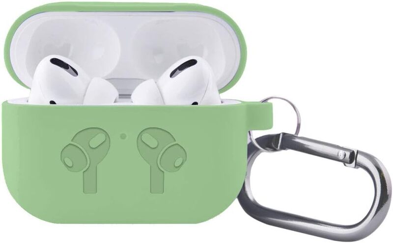 MARGOUN for Airpods Pro Case Protective Silicone Cover with Clip (green)