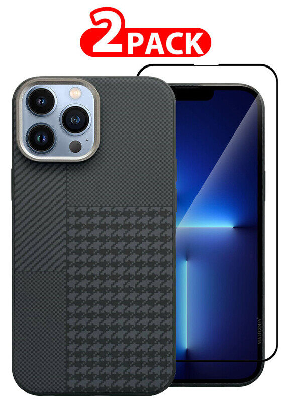 

MARGOUN for iPhone 13 Pro Max Case Cover and Screen Protector 2024 New Pattern Aramid Carbon Fiber Phone Case Slim & Light Design