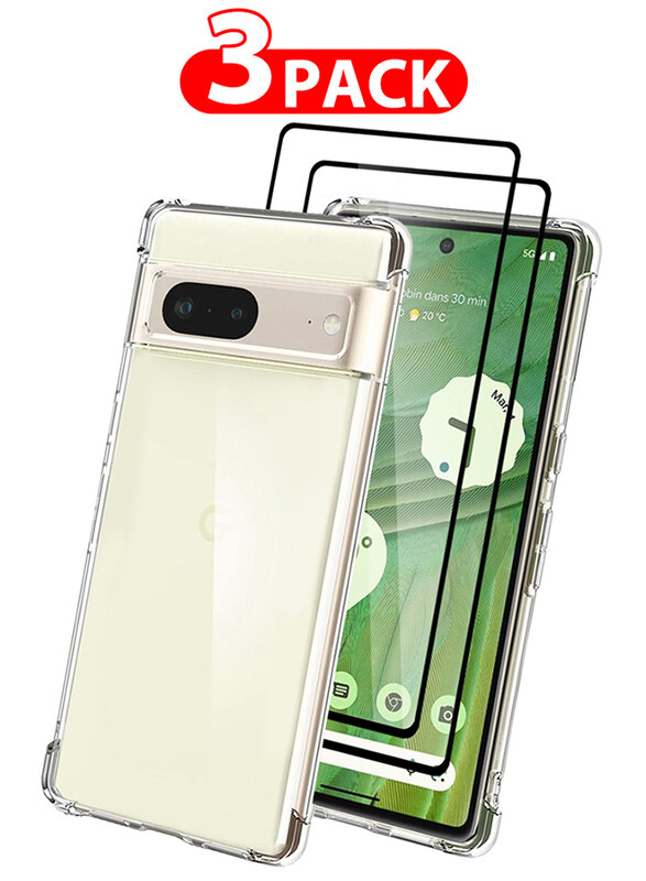 

MARGOUN 3 Packs For Google Pixel 7 TPU Case and 2 Screen Protectors Clear Anti-Yellowing Transparent Shockproof Protective Phone Case Scratch Resistan