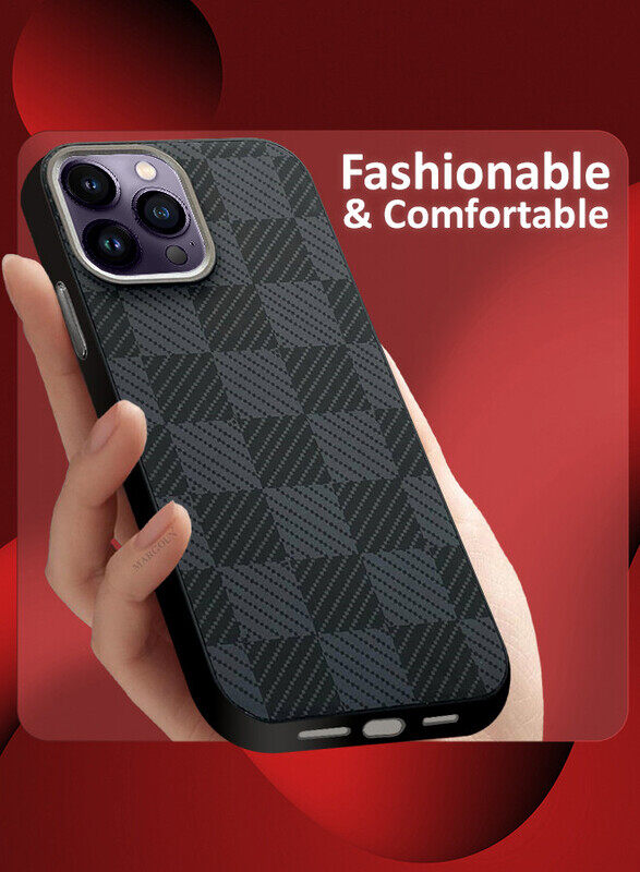 MARGOUN for iPhone 14 Pro Max Case Cover and 2 Screen Protectors 2024 New Pattern Aramid Carbon Fiber Phone Case Slim & Light Design