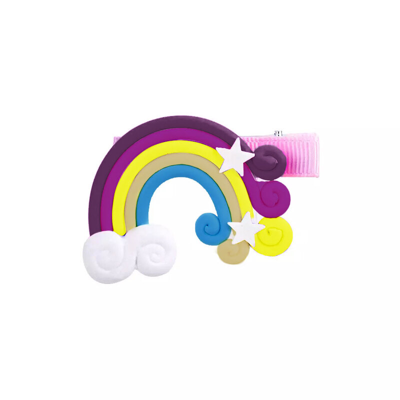 MARGOUN 4 Packs For Hair Clips Cloud Ornaments Colourful Flatback Polymer Rainbow Cloud Clips
