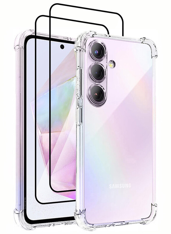 MARGOUN (for Samsung Galaxy A35 5G) 3 Pack Clear Case and 2 Screen Protectors Ultra Slim Thin Flexible Scratch Resistant Transparent TPU Shockproof Case / 03