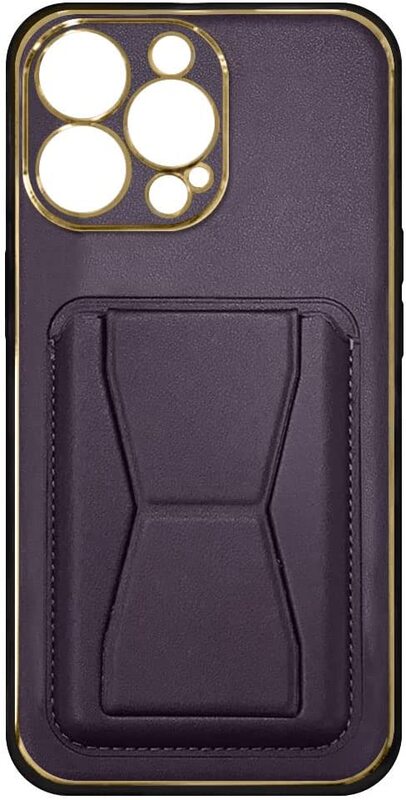 MARGOUN For iPhone 13 Pro Case Cover Leather with Kickstand and Visa Card Holder (iPhone 13 Pro, Purple)