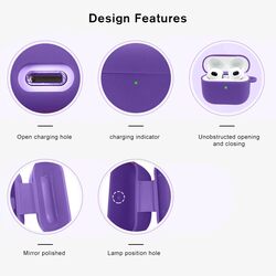 MARGOUN for Airpods 3 Case Cover Silicone with Clip, Airpods 3 Case 2021 3rd Generation (Purple)