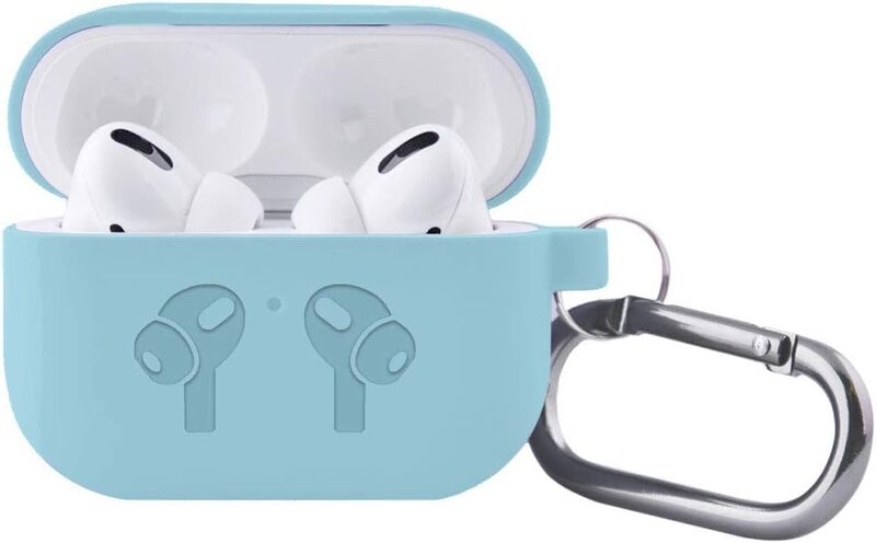 MARGOUN for Airpods Pro Case Protective Silicone Cover with Clip (light blue)