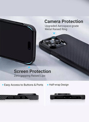 PITAKA iPhone 15 Pro Max MagEZ case Aramid Fiber MagSafe Slim Light Case Less Touch Feeling MagEZ Case Black/White