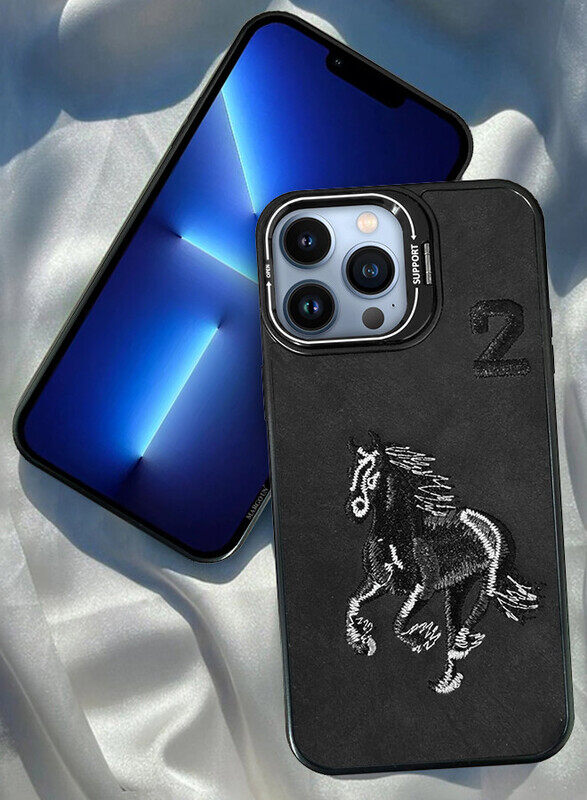 

Generic CATANES iPhone 13 Pro Max Case Cover Horse Series Leather Case 3D Embroidery Camera Bumper Anti Fingerprint ShookProof Protection Back Cover Kickstand