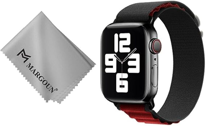 MARGOUN For Apple Watch Band 49mm 45mm 44mm 42mm Alpine Nylon Woven Sport Strap With Microfiber Cleaning Cloth Compatible For iWatch Series 8/7/SE/6/5/4/3/2/1 - B04