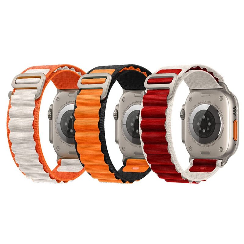 Margoun Alpine Loop Band for Apple Watch 42mm/44mm/45mm/49mm, White/Orange/Red