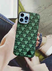 MARGOUN for iPhone 13 Pro Max 3 Pack Case and 2 Screen Protectors Leather Back Cover Triangle Pattern Shockproof Protective Phone Case Green