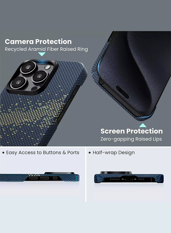 PITAKA iPhone 15 Pro Max MagEZ case Aramid Fiber MagSafe Slim Light Case Less Touch Feeling StarPeak MagEZ Case/ Milk Way Galaxy