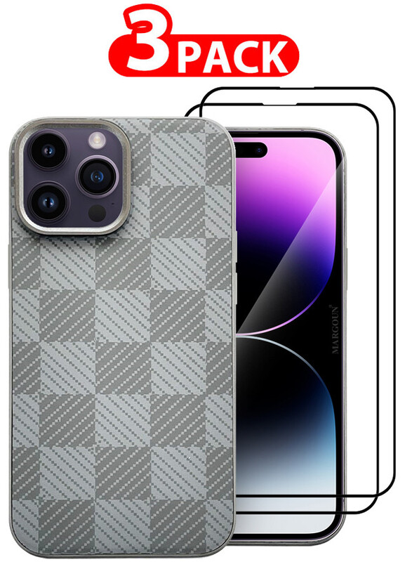 

MARGOUN for iPhone 14 Pro Max Case Cover and 2 Screen Protectors 2024 New Pattern Aramid Carbon Fiber Phone Case Slim & Light Design