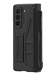 CATANES Samsung Galaxy Z Fold 5 Case with Removable Pen Slot Built with Screen Protector Slim Flip Armor Folding Carbon Fiber Pattern Case Kickstand Case Cover
