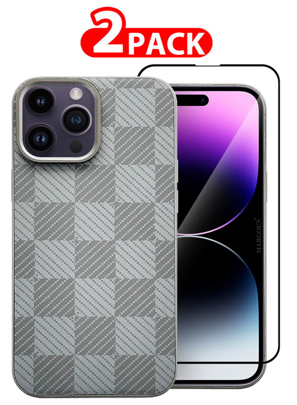 

MARGOUN for iPhone 14 Pro Max Case Cover and Screen Protector 2024 New Pattern Aramid Carbon Fiber Phone Case Slim & Light Design