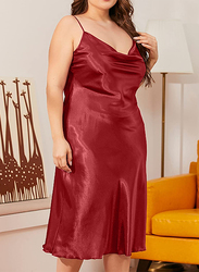 MARGOUN XXXL Silk Nightgown for Spring and Summer Pajamas with Suspenders Sleepwear Night Dress Red /XXXL(bust 122cm-128cm/waist 108cm-114cm)/DQ1630