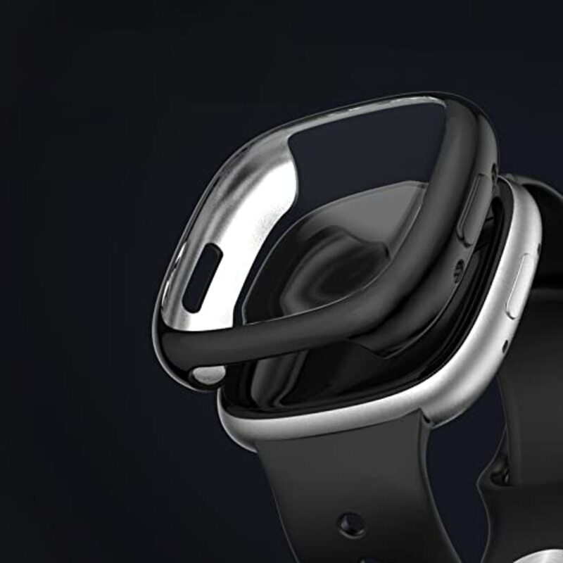 Margoun Soft TPU Bumper Screen Protector for Fitbit Versa 4 Case/Fitbit Sense 2, Black