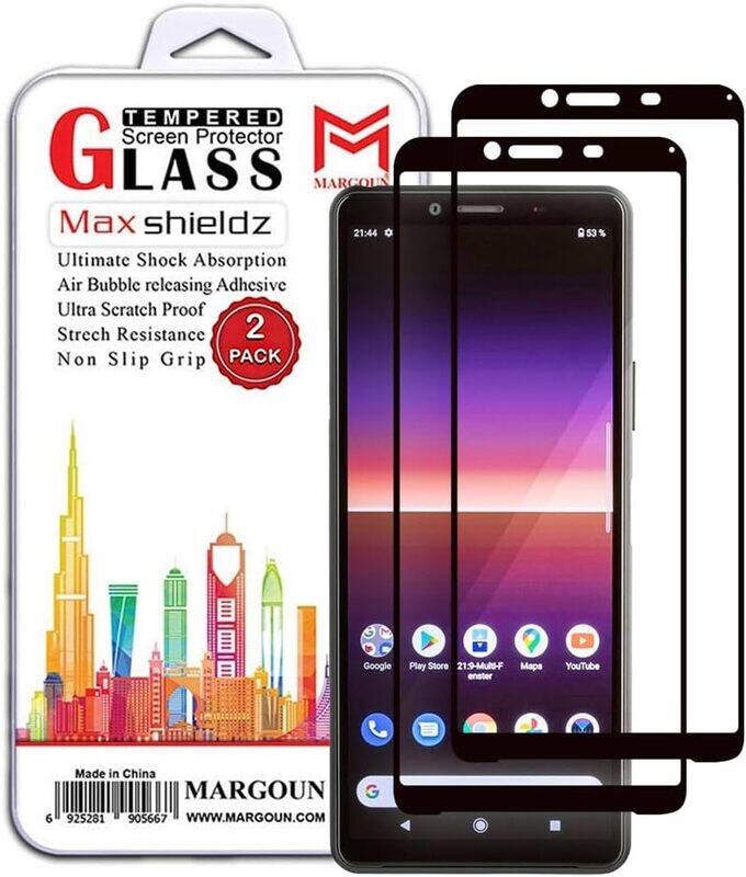 

MARGOUN 2 Pack for Sony Xperia 10 II Screen Protector Side Black Tempered Glass 9H Hardness Anti Finger-Print