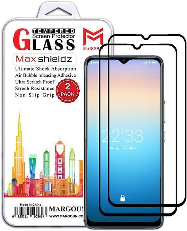 

MARGOUN 2 Pack for ITEL A49 Screen Protector Side Black Tempered Glass 9H Hardness Anti Finger-Print