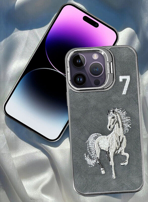 

MARGOUN iPhone 14 Pro Max Case Cover Horse Series Leather Case 3D Embroidery Camera Bumper Anti Fingerprint ShookProof Protection Back Cover Kickstand