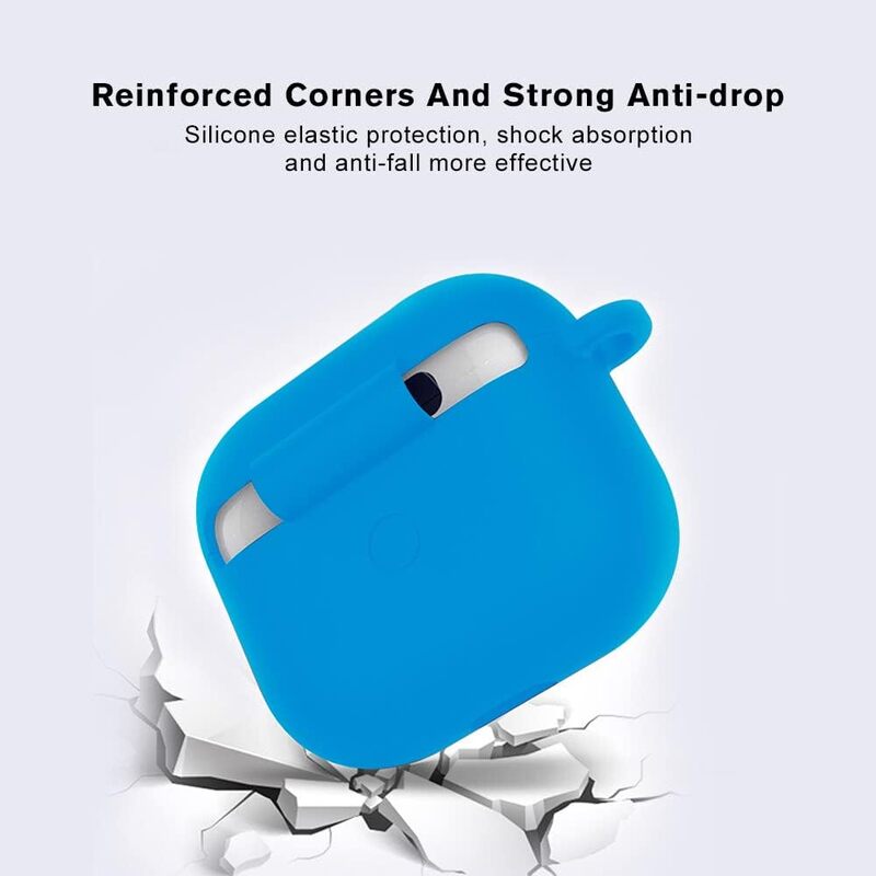 MARGOUN for Airpods 3 Case Cover Silicone with Clip, Airpods 3 Case 2021 3rd Generation (light blue)