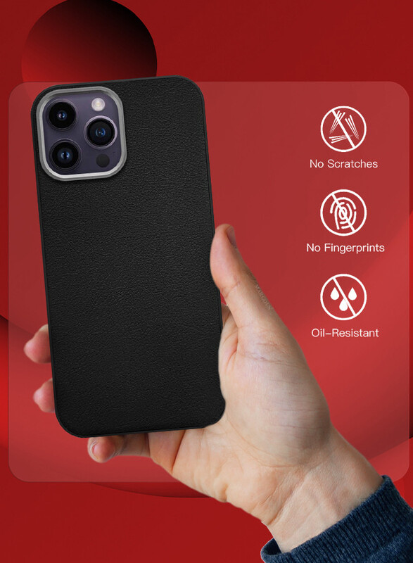 MARGOUN for iPhone 14 Pro Max Case Cover Leather Case with Lens Frame Shockproof Full Body Protective Cover Black