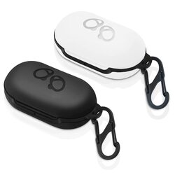 Margoun Silicone Protective Case Cover with Carabiner for Samsung Galaxy Buds+, 2 Pieces, Black/White