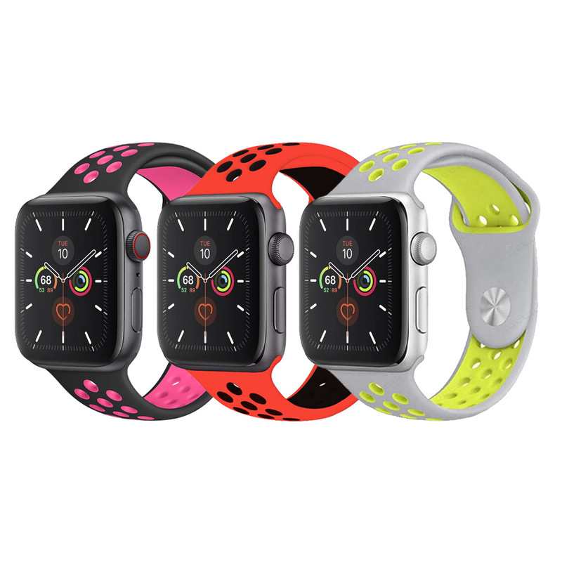 CATANES 3 Pack For Apple Watch 49mm 45mm 44mm 42mm Silicone Sport Band Nike Strap Compatible With iWatch Series Ultra/8/7/SE/6/5/4/3/2/1-N08