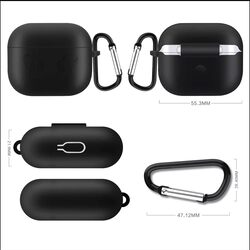 MARGOUN for Airpods 3 Case Cover Silicone with Clip, Airpods 3 Case 2021 3rd Generation (black)