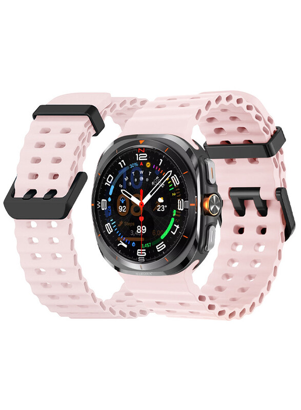 MARGOUN for Samsung Galaxy Watch 7 Ultra 47mm Silicone Band Soft Ocean Silicone Sport Strap Replacement Accessory Light Pink