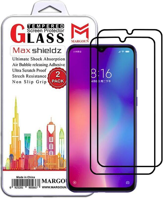 

MARGOUN 2 Pack for REDMI MI 9 Screen Protector Side Black Tempered Glass 9H Hardness Anti Finger-Print