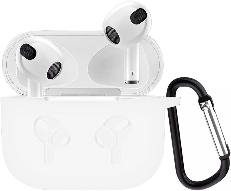 Margoun Silicone Case Cover with Clip for Airpods 3 Case 2021 3rd Generation, White