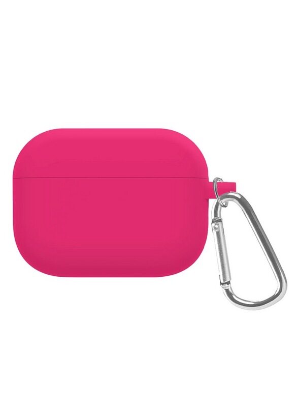 

MARGOUN Shockproof Case For Airpod Pro Silicone Protective Case Shockproof Case Ultra Slim Cover with Keychain Carabiner Neon Pink