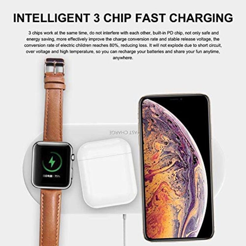 Margoun 3-in-1 Airpower Wireless Charging Pad for iOS Devices, 15W, Black