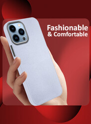 MARGOUN for iPhone 13 Pro Max Case Cover Leather Case with Lens Frame Shockproof Full Body Protective Cover Light Blue