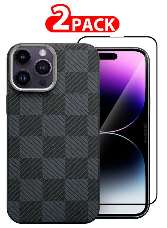 

MARGOUN for iPhone 14 Pro Max Case Cover and Screen Protector 2024 New Pattern Aramid Carbon Fiber Phone Case Slim & Light Design