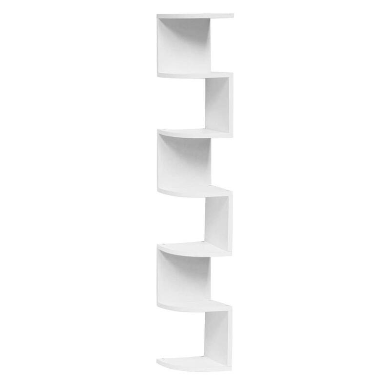 Margoun Zigzag Multi Layer Corner Shelf Wood Storage Organizer, White