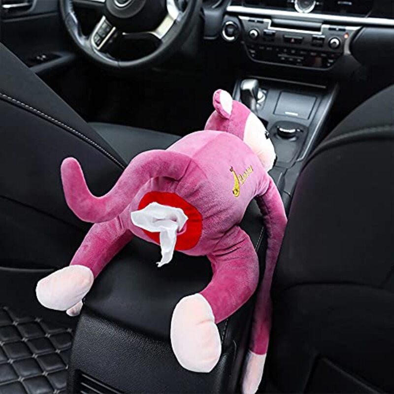 Margoun Monkey Tissue Cover Paper Holder Napkin Box for Car, Pink