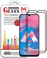 MARGOUN 2 Pack for Samsung A30 Screen Protector Side Black Tempered Glass 9H Hardness Anti Finger-Print