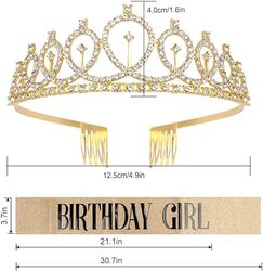 MARGOUN Birthday Headbands Birthday Satin Sash and Tiara Birthday Crown for Girls Women Birthday Party Supplies - A01